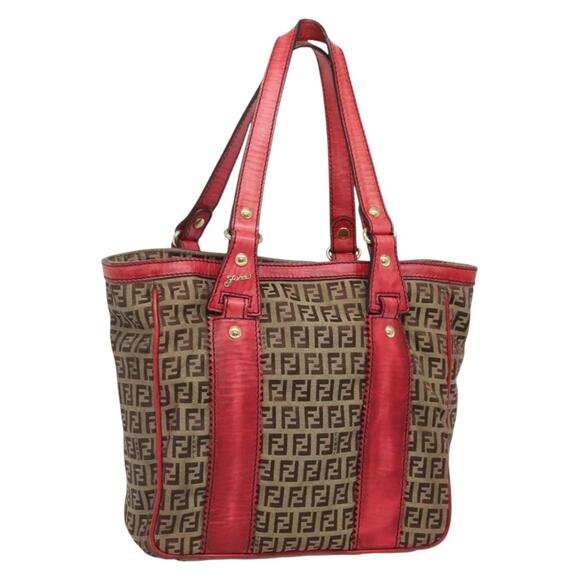 FENDI Zucchino Canvas Tote Bag Beige Gold - Picture 1 of 12